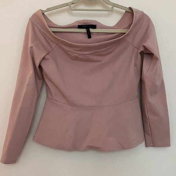 BCBGMaxAzria Tops - BCBG Max Azaria Off the shoulder peplum rose top